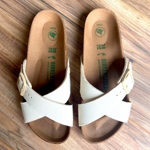 Siena Vegan Birkenstocks, Color - Eggshell, Size 38 (W 7-7.5)